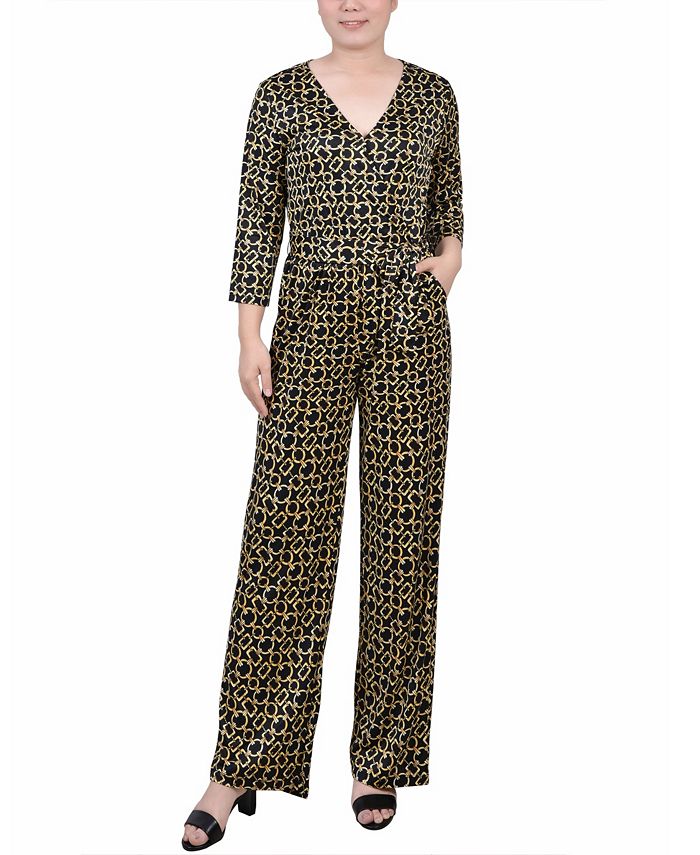 NY Collection Women's Twist Front Jumpsuit Black Size Petite XS