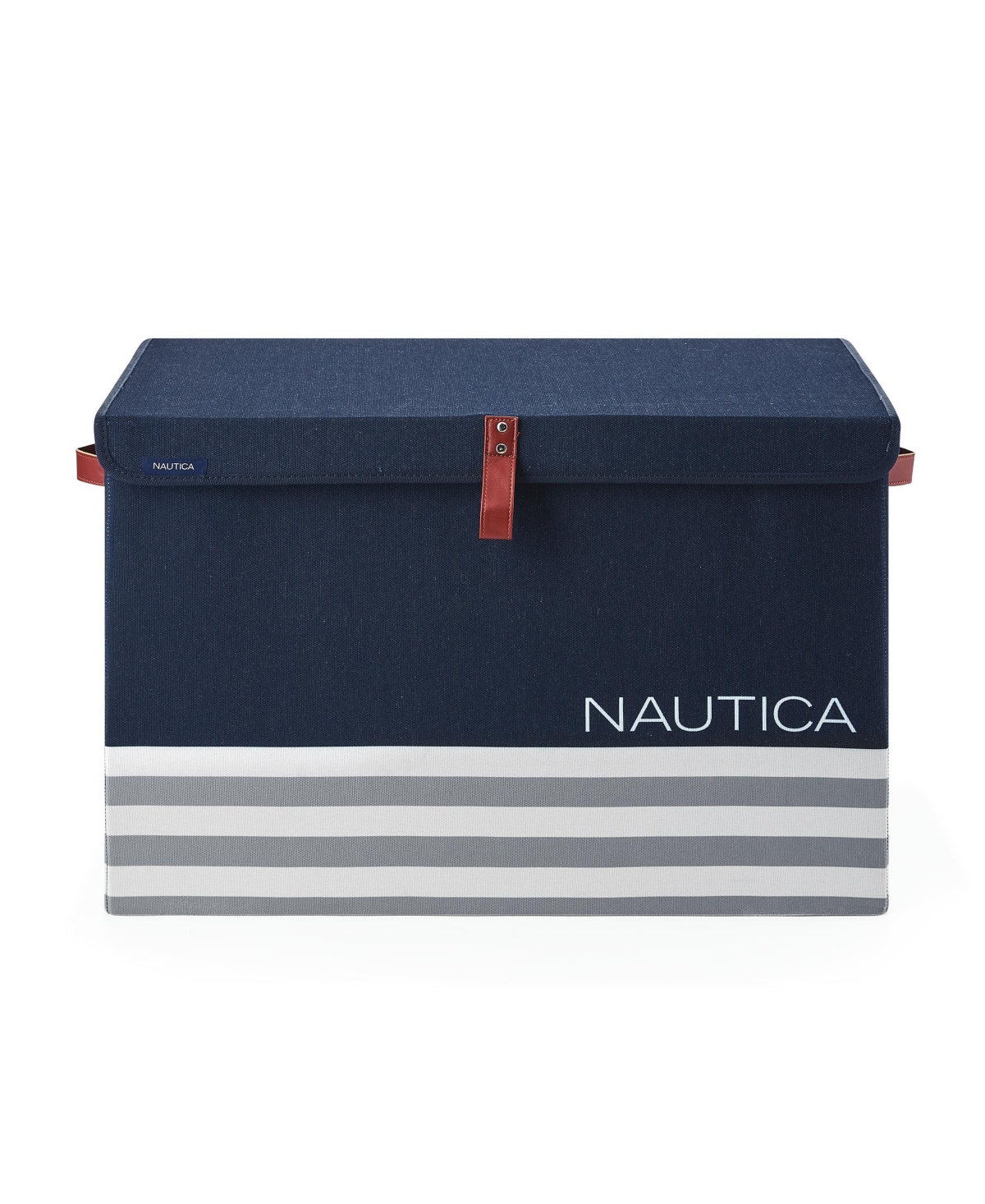 Shop Nautica Folded Large Storage Trunk With Lid Stripe In Navy Stripe