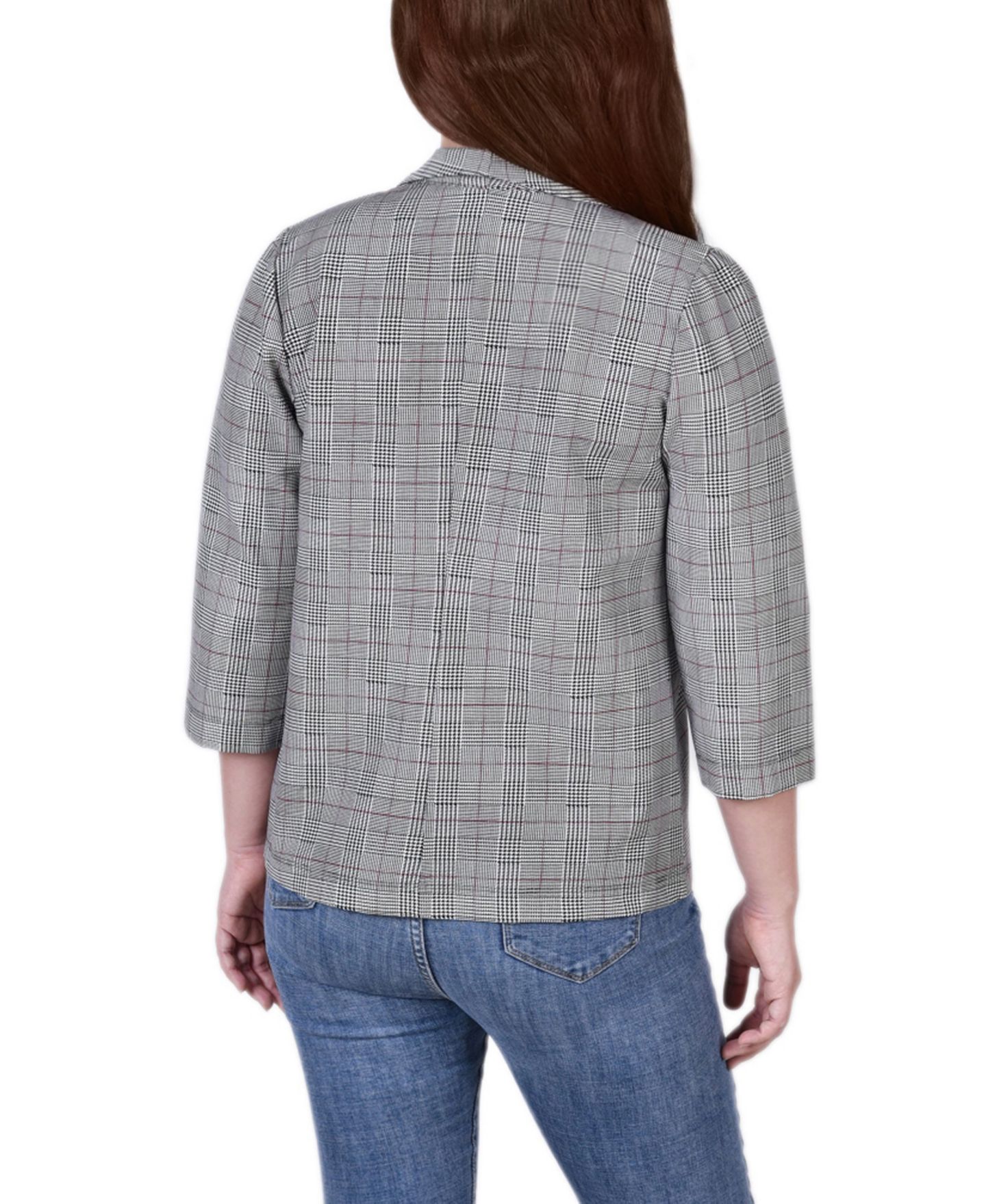 Женская куртка NY Collection Petite 3/4 Sleeve Ponte, цвет: Чёрный — фото 2