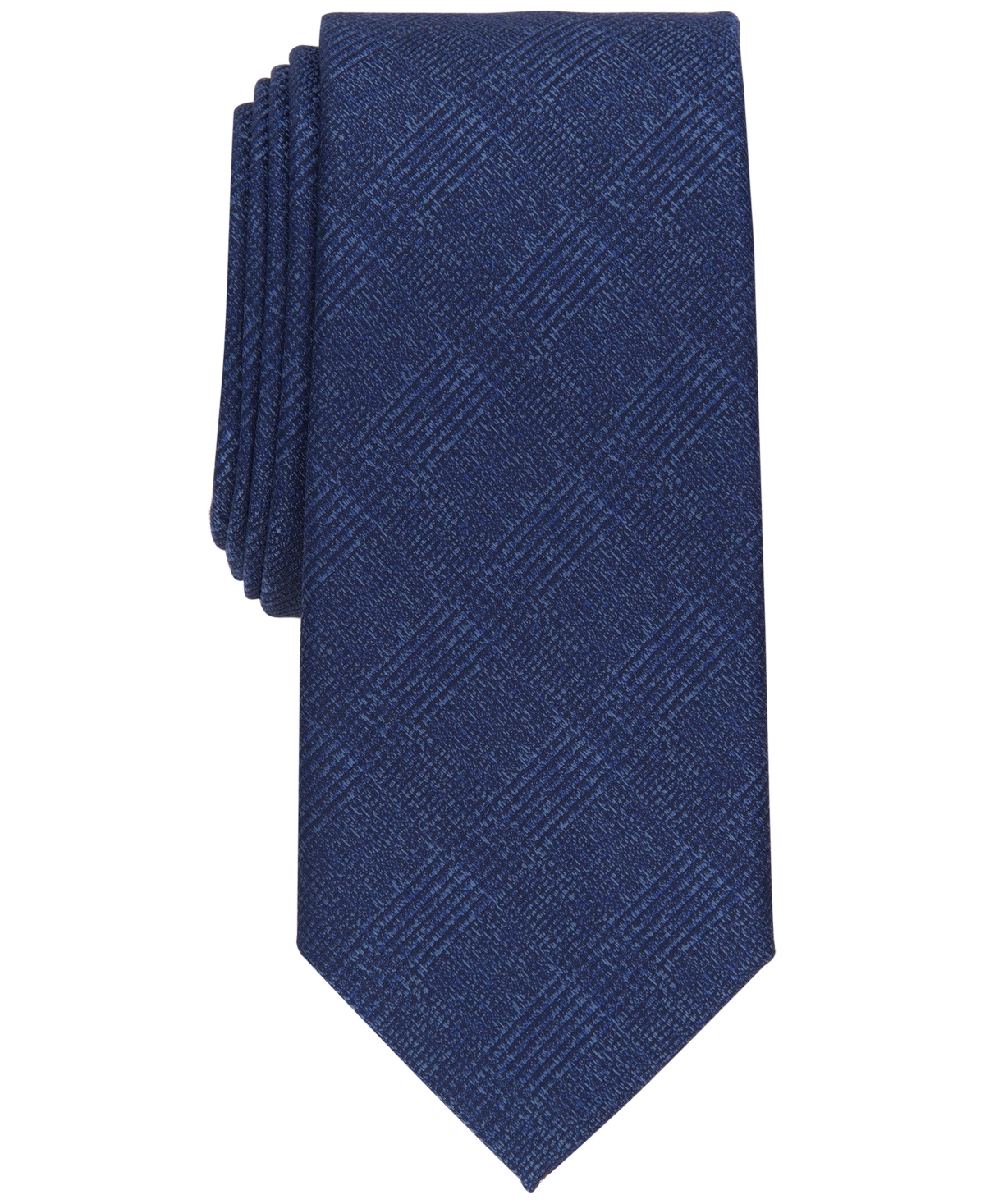 Alfani Men's Munroe Slim Glen Plaid Tie, Created For Macy's In Navy