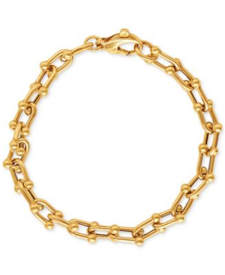 Polished U Link Chain Bracelet in 18k Gold-Plated Sterling Silver - Macy's