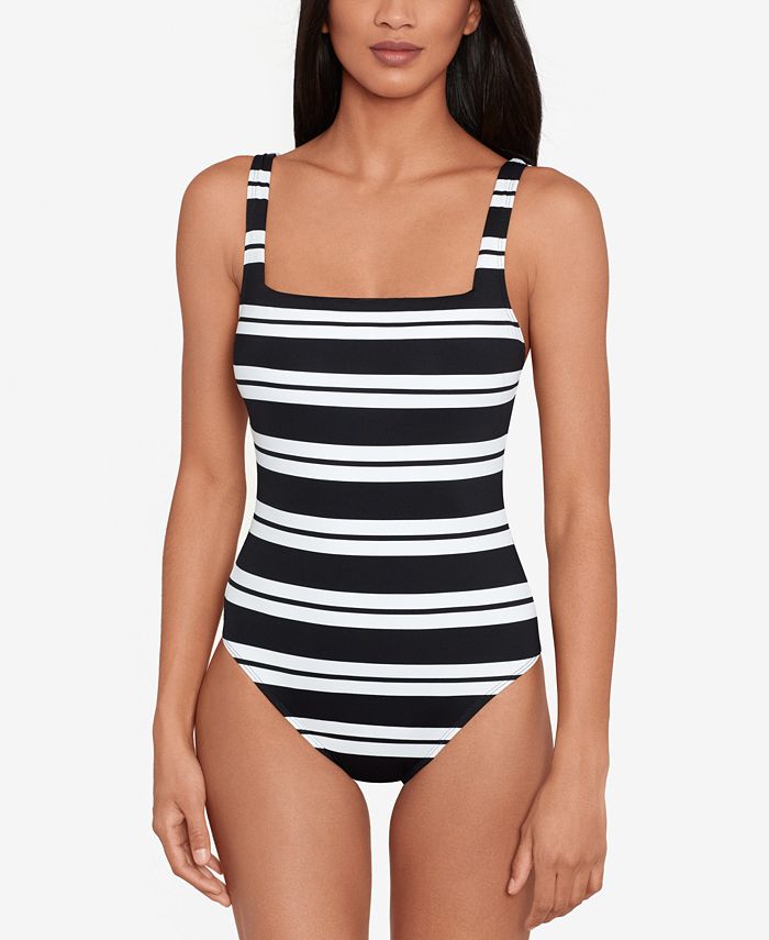 Lauren Ralph Lauren Women's Striped Square-Neck One-Piece Swimsuit &  Reviews - Swimsuits & Cover-Ups - Women - Macy's