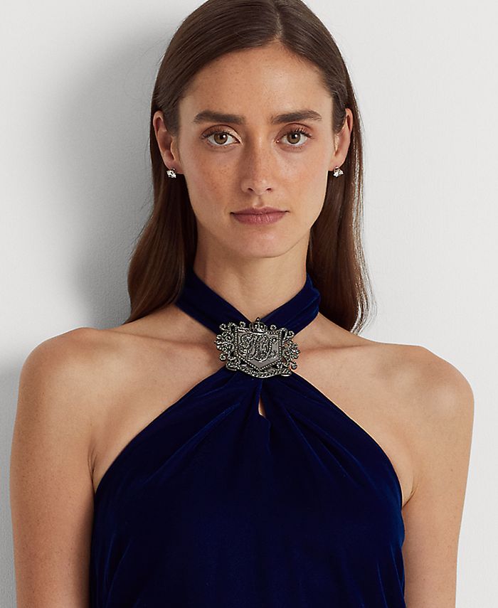 VELVET HALTER GOWN
