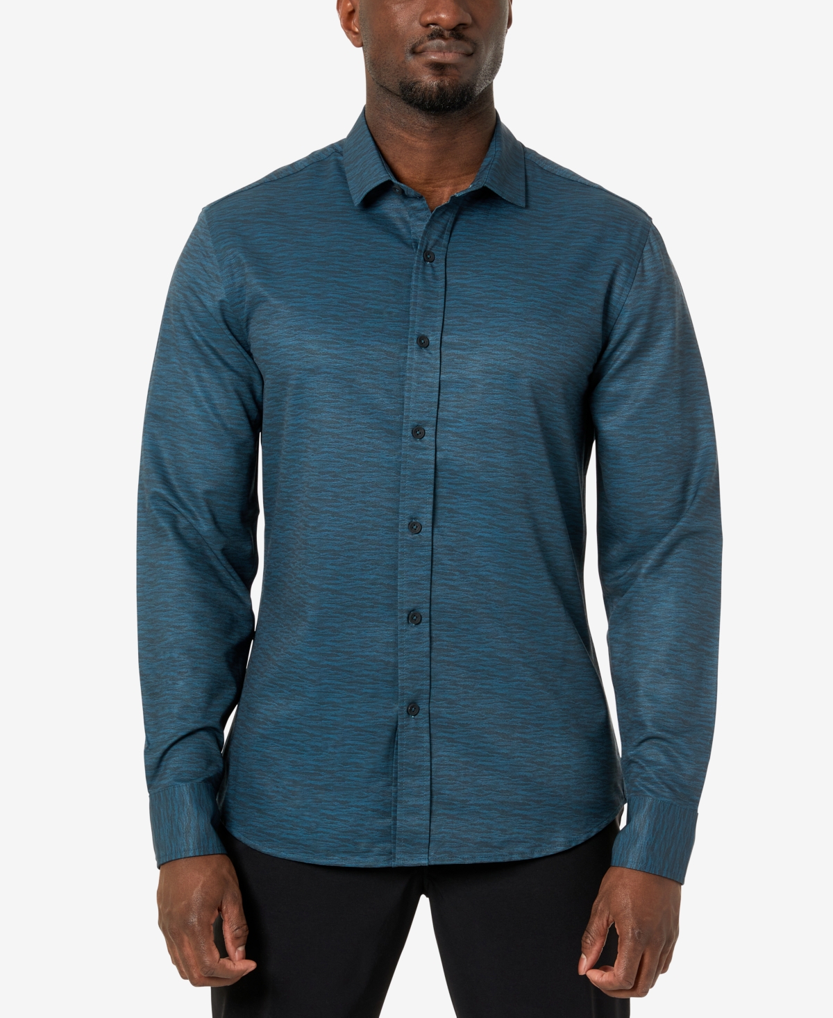 Kenneth Cole Men's Slim Fit Performance Shirt In Dark Teal Abstract Camo