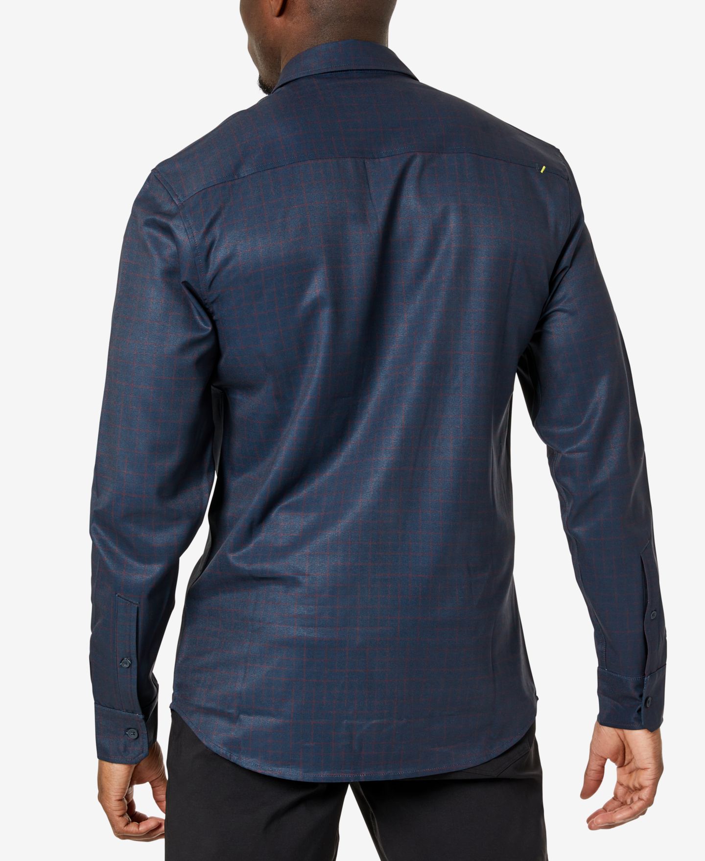 Мужская рубашка Kenneth Cole Slim Fit Performance, цвет: Тёмно-синий клетчатый — фото 2