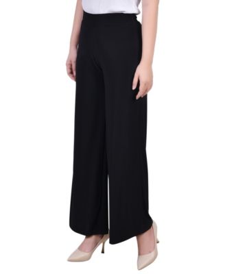 Petite Short Mid Rise Pull On Wide-Leg Palazzo Pant