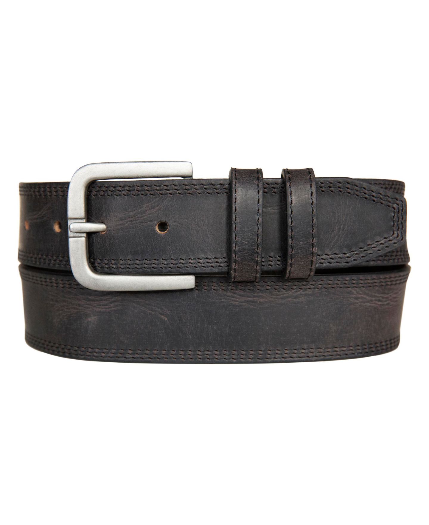 Мужской ремень Lucky Brand Triple Needle Stitched Leather Belt, цвет: Чёрный — фото 1