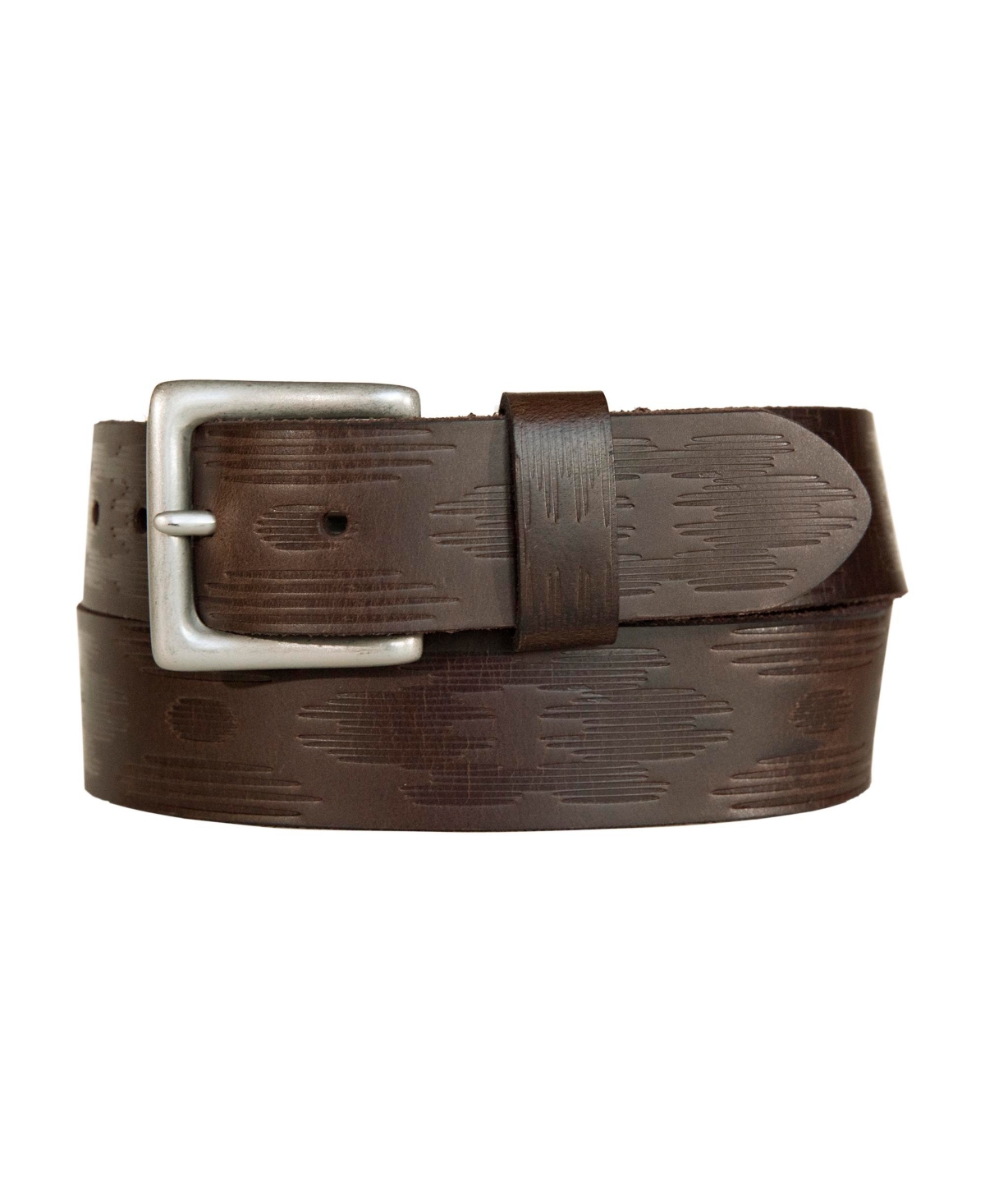 Men's Aztec Embossed Leather Belt - Brown