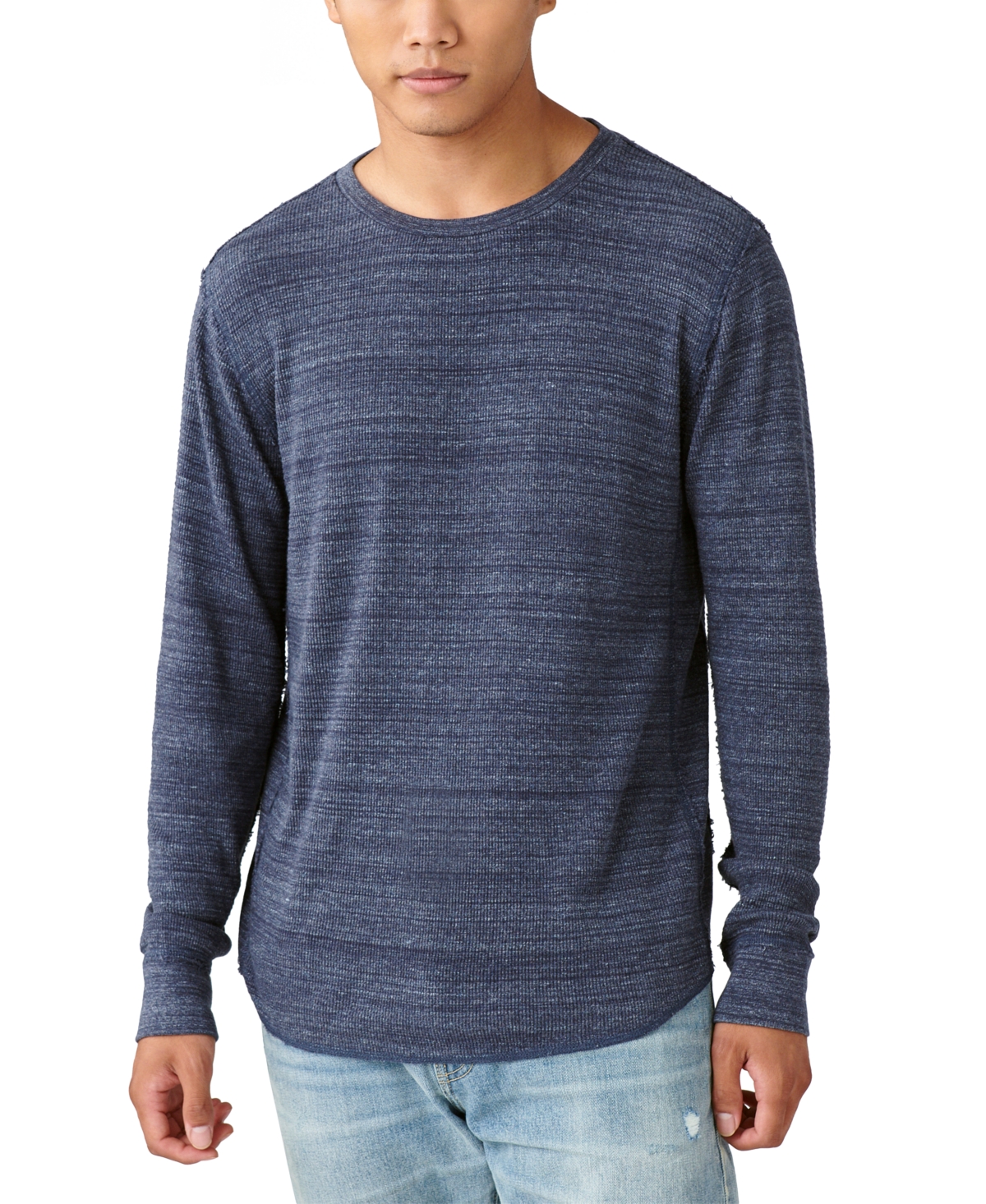 Lucky Brand Garment Dye Thermal Cotton Top In Navy