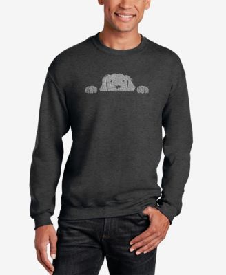 Men's Peeking Dog Word Art Crew Neck Sweatshirt