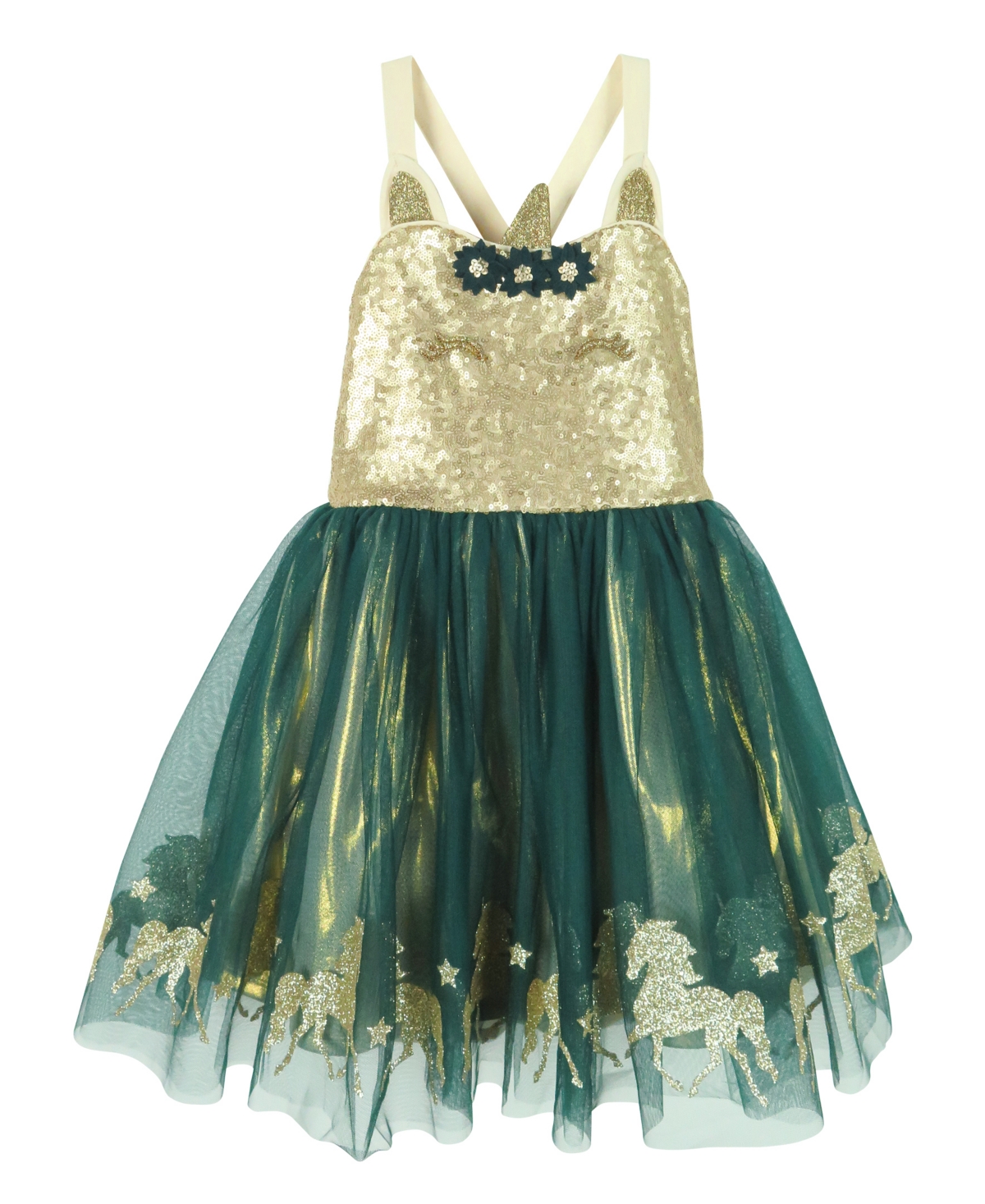 green unicorn dress Green Corduroy Unicorn Dress – Petitroyalkids main image 1