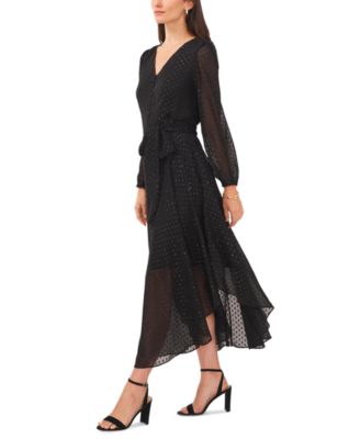 MSK Women's Clip-Dot V-Neck Fit & Flare Dress