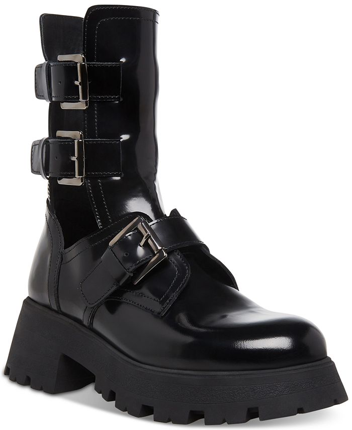 Steve Madden Women's Strappy Buckle Combat Boots -