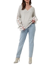 Cotton Lace Bell-Sleeve Top 