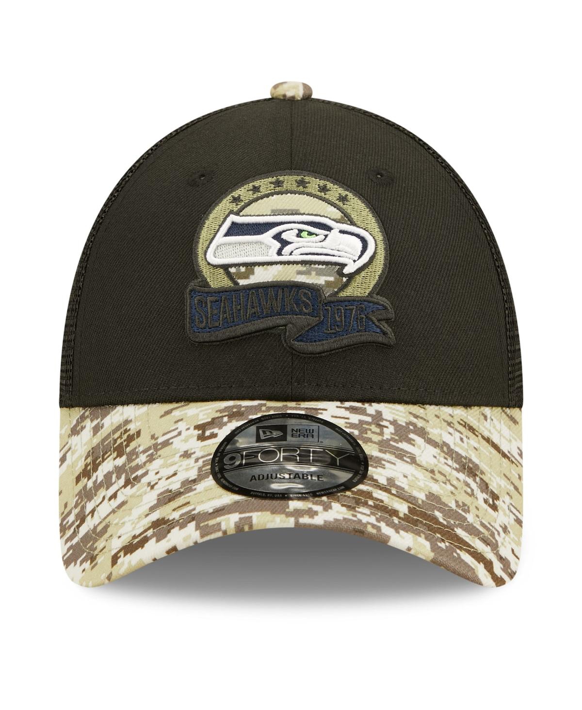 Shop New Era Big Boys  Black, Camo Seattle Seahawks 2022 Salute To Service 9forty Snapback Trucker Hat In Black,camo