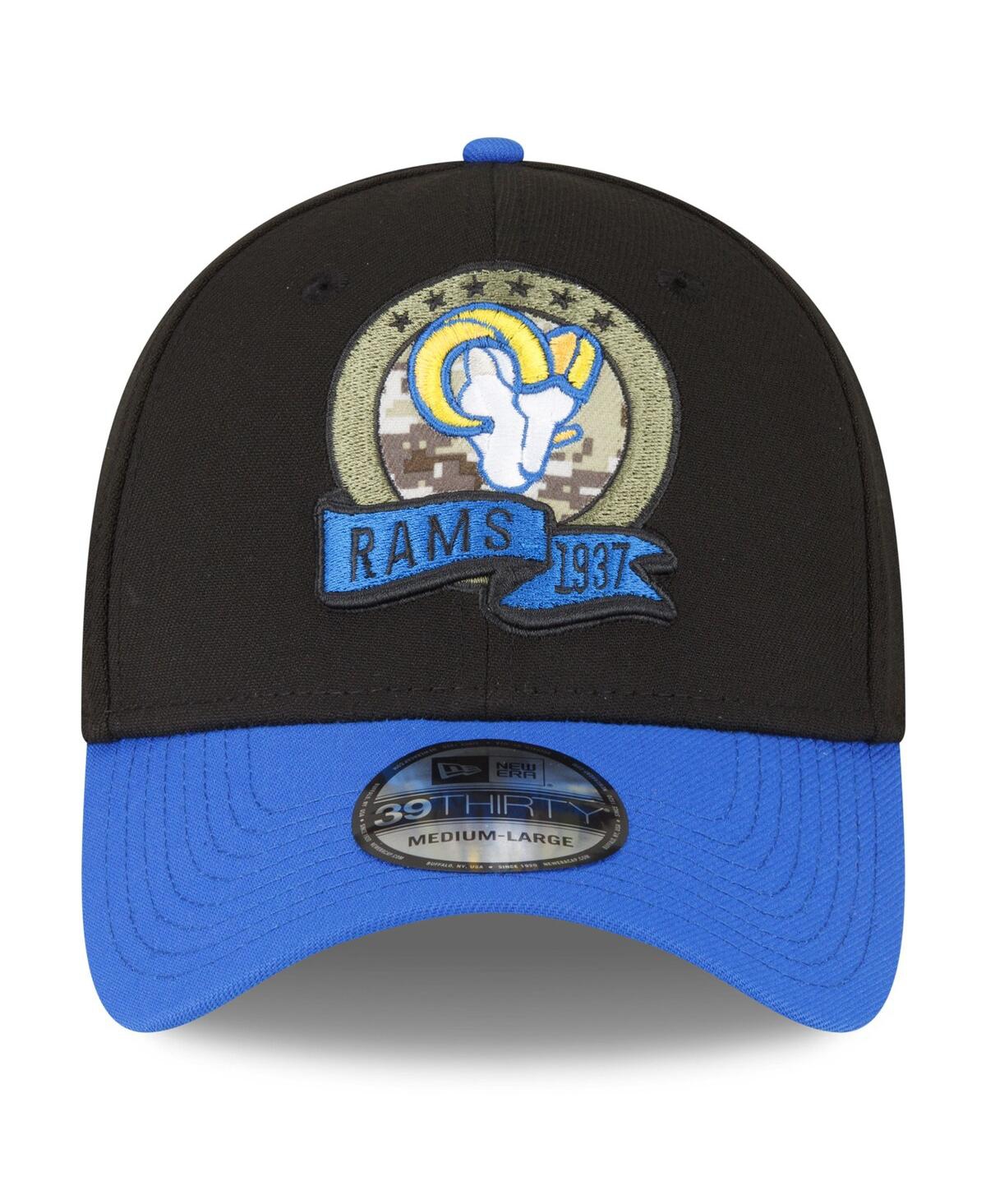 Shop New Era Men's  Black, Blue Los Angeles Rams 2022 Salute To Service 39thirty Flex Hat In Black,blue