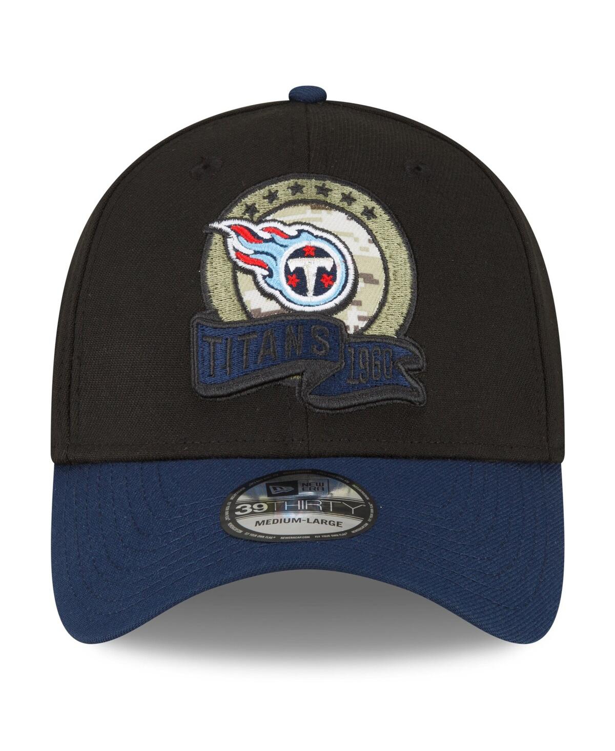 NEW ERA MEN'S NEW ERA BLACK, NAVY TENNESSEE TITANS 2022 SALUTE TO SERVICE 39THIRTY FLEX HAT 