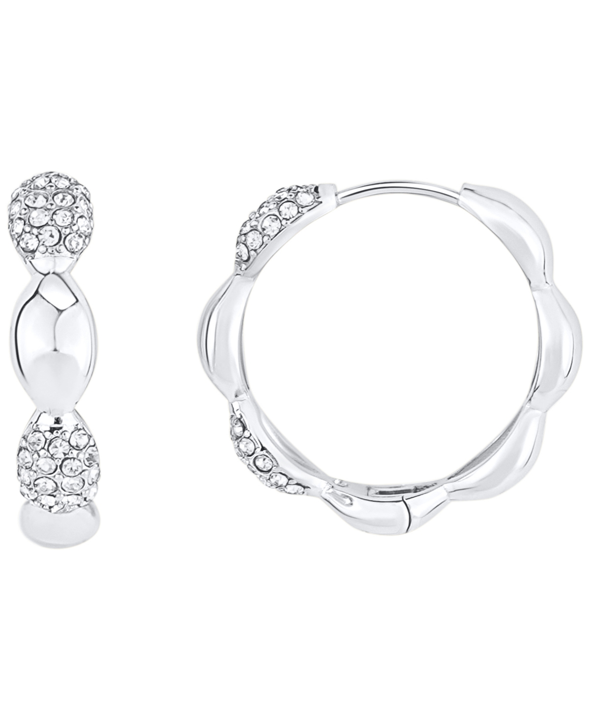 Shop And Now This Crystal Hinged Hoop In Fine Silver-plated