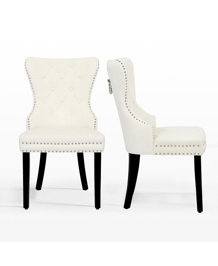 WestinTrends Velvet Upholstered Tufted Dining Chairs Set of 2