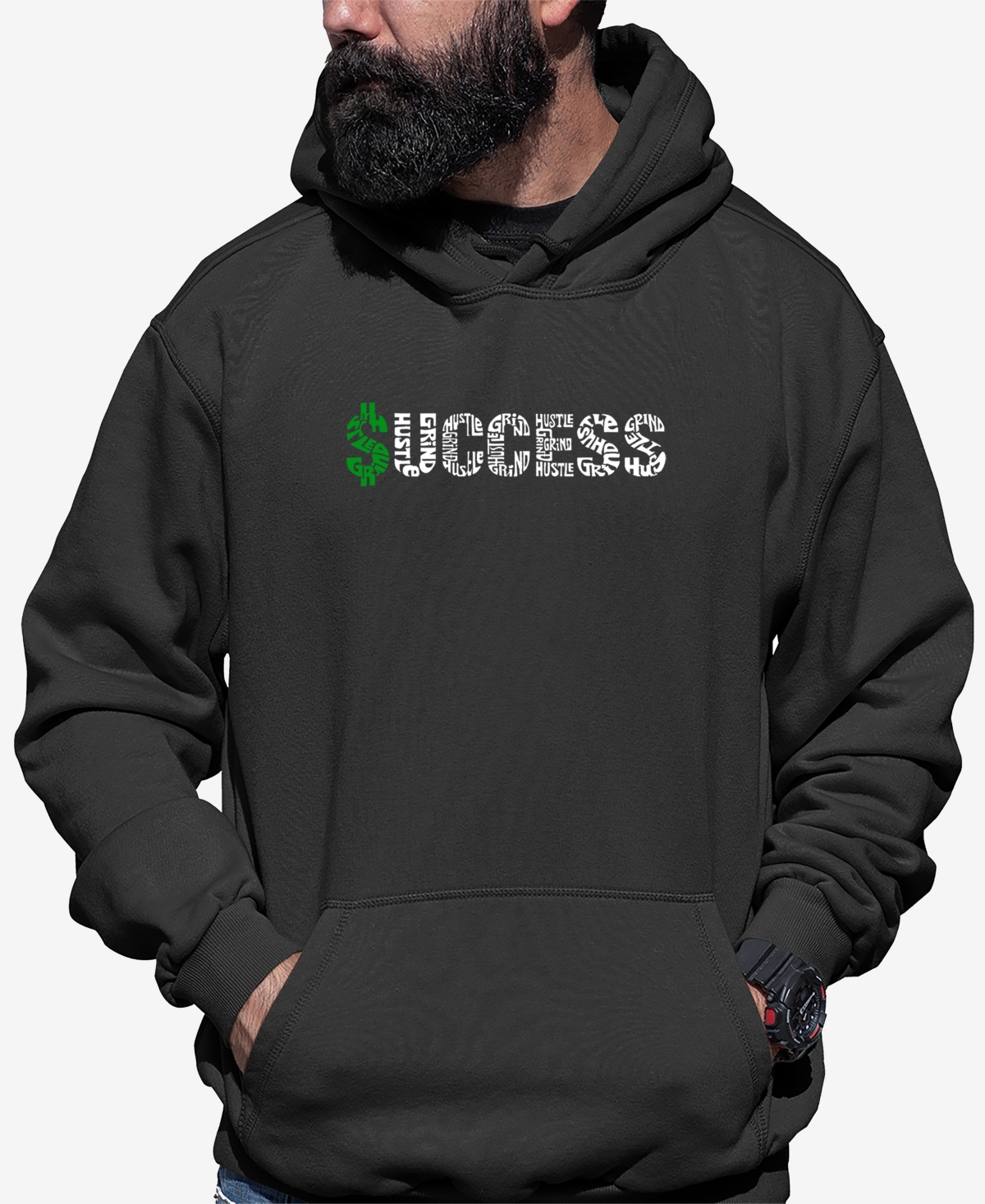 La Pop Art Men's Success Word Art Hooded Sweatshirt