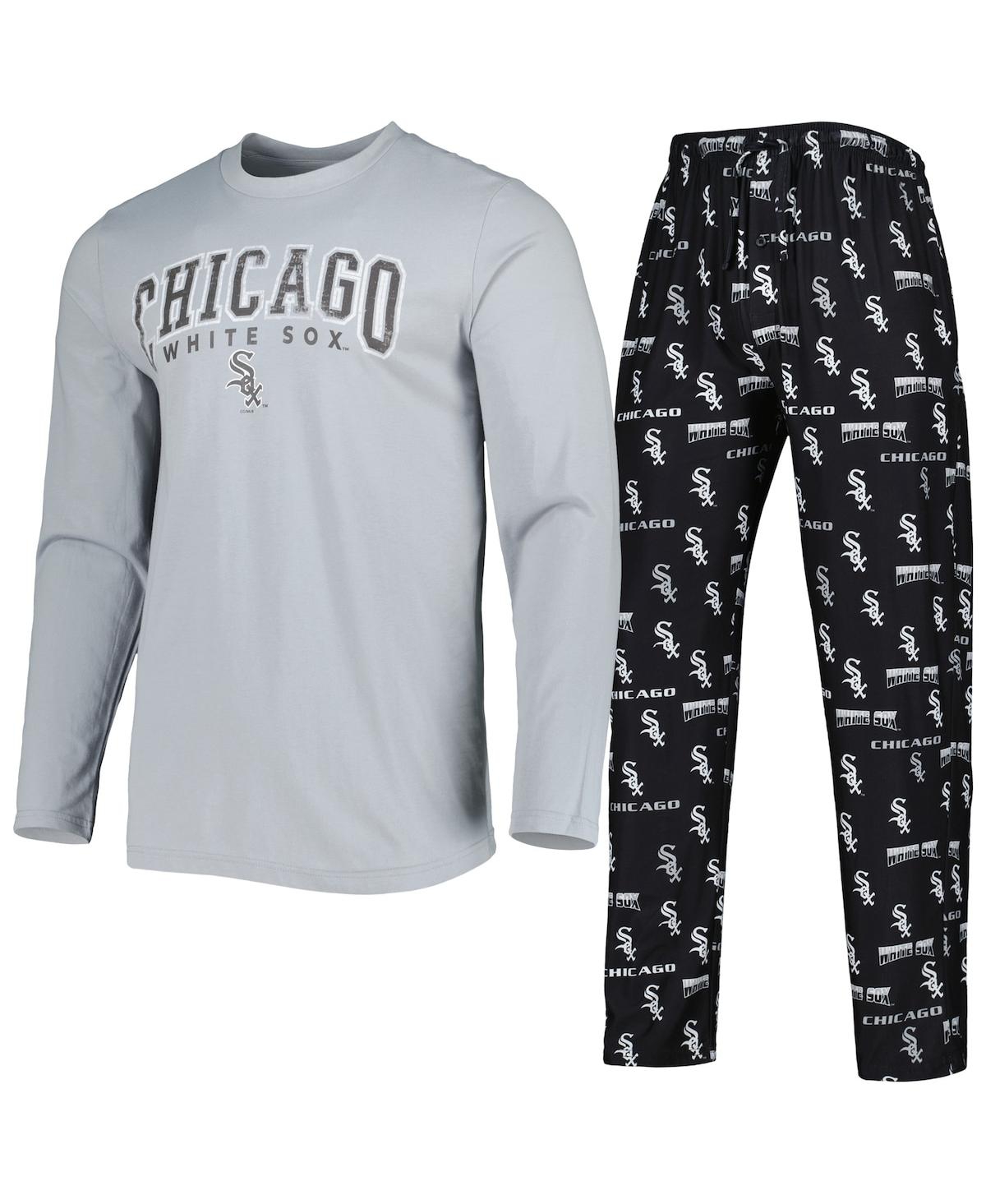 Shop Concepts Sport Men's  Black, Gray Chicago White Sox Breakthrough Long Sleeve Top And Pants Sleep Set In Black,gray