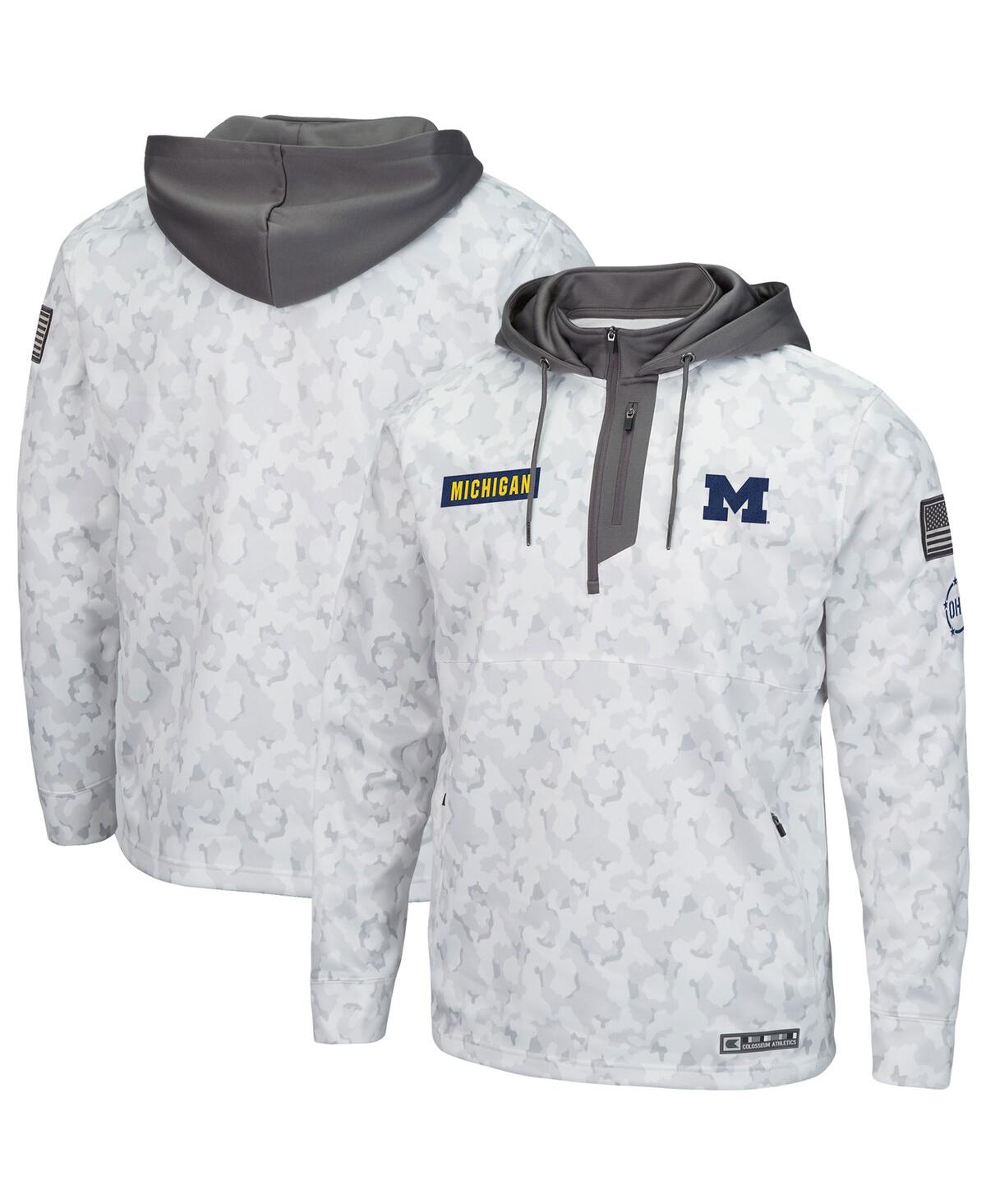 Colosseum Arctic Camo Michigan Wolverines Oht Military Appreciation Quarter-zip Hoodie In Arctic Camo