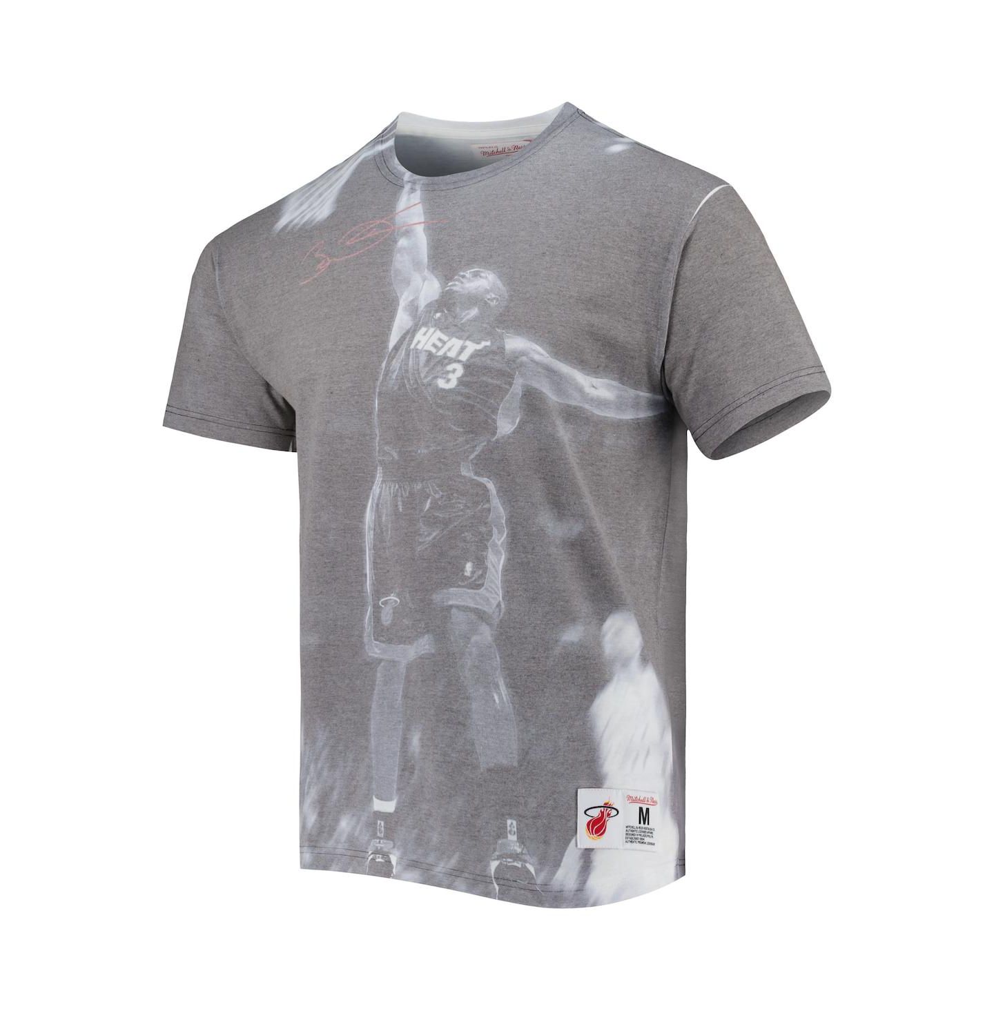 Мужская футболка Mitchell & Ness Dwyane Wade Gray Miami Heat Above The Rim Sublimated — фото 3