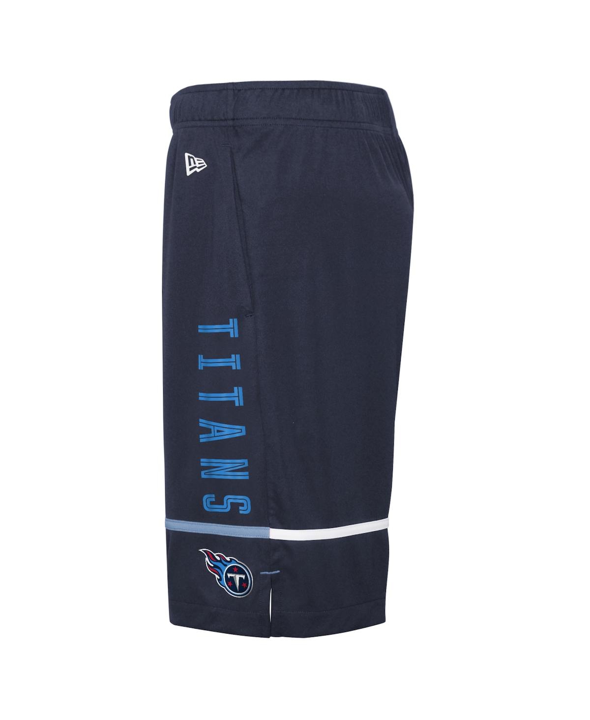 NEW ERA MEN'S NEW ERA NAVY TENNESSEE TITANS COMBINE AUTHENTIC RUSHER TRAINING SHORTS 
