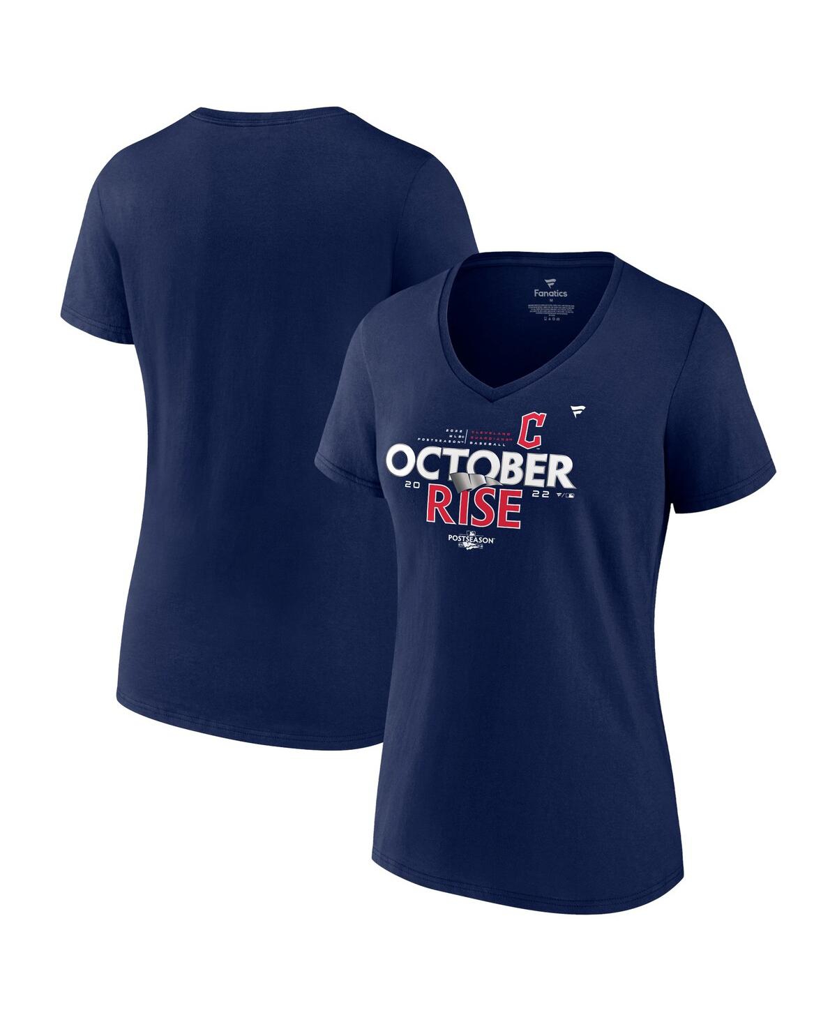 Fanatics Branded Navy Cleveland Guardians 2022 Postseason Locker Room V-neck T-shirt In Navy