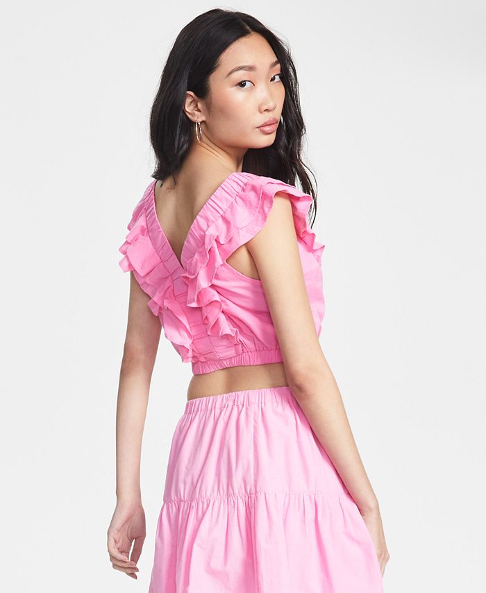 And Now This Women's Sleeveless VNeck Ruffled Top Macy's