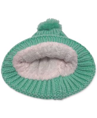Cable Pom Beanie with Sherpa Lining