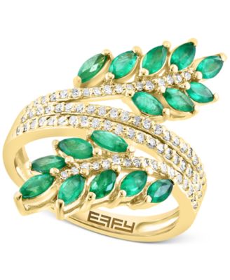 EFFY Collection - Emerald (1-1/2 ct. t.w.) & Diamond (1/3 ct. t.w.) Vine Ring in 14k Gold