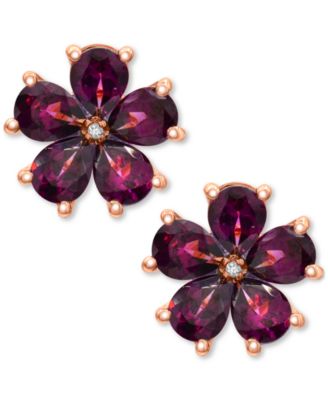 Amethyst (3-1/3 ct. t.w.) & Diamond Accent Flower Stud Earrings in Sterling Silver (Also in Rhodolite Garnet)