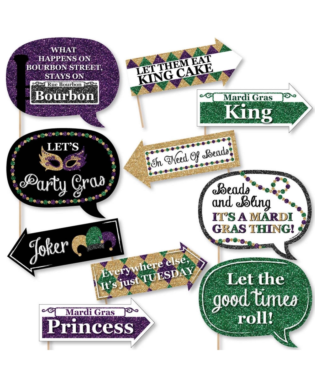 Big Dot of Happiness Hanging Mardi Gras - Outdoor Hanging Decor -  Masquerade Party Decorations - 10 Pieces