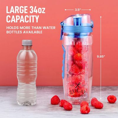 34oz Leakproof Fruit Infuser Water Bottle with Full Length Infusion Rod