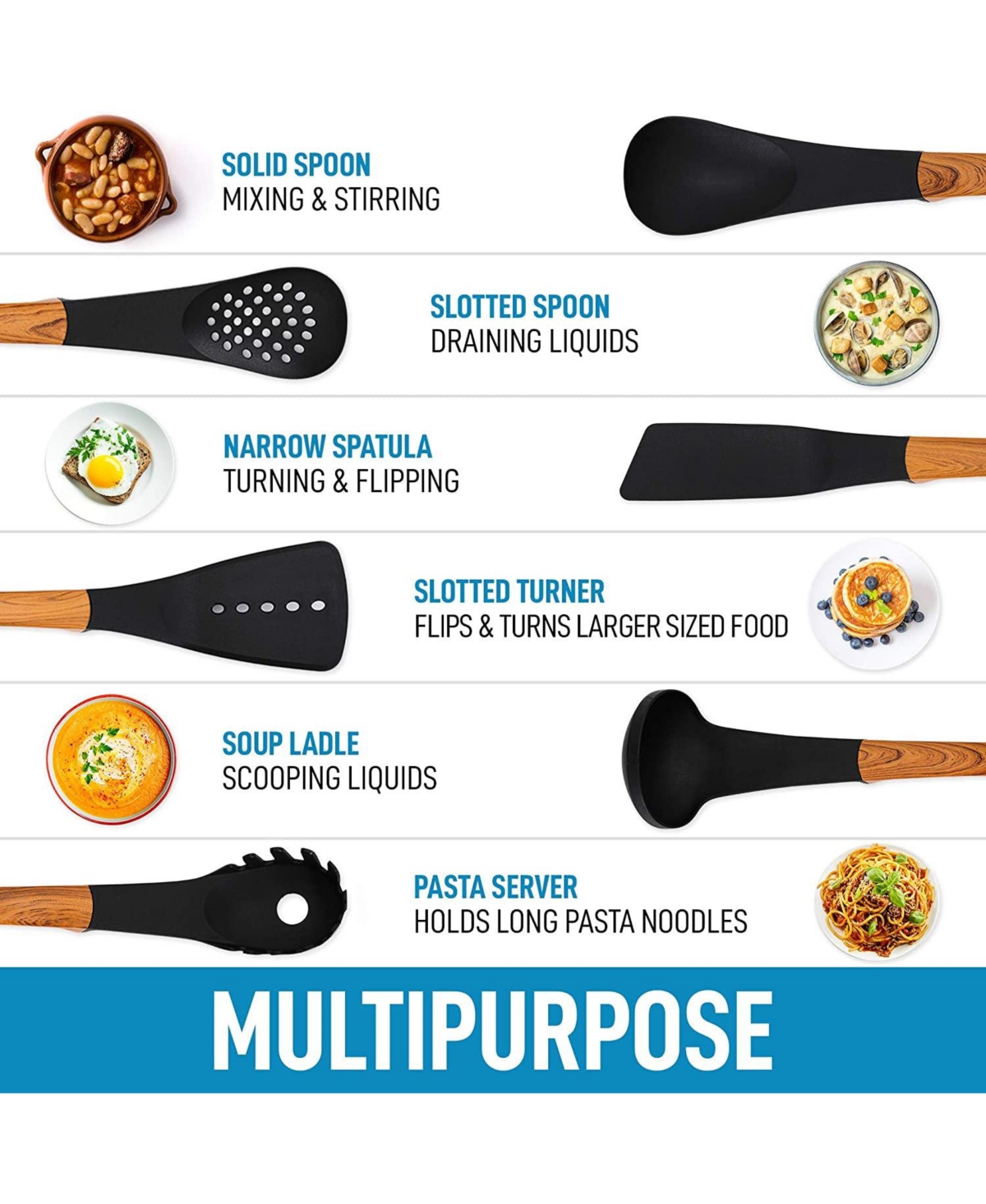 Zulay Kitchen 7 Pc. Non Stick Nylon Kitchen Utensil Set With Rotating Stand