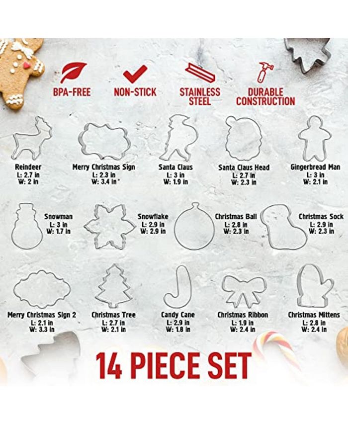 Zulay Kitchen Metal Christmas Cookie Cutters 14Pc. Macy's