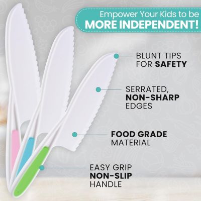 3-Piece Kids Knife Set for Real Cooking & Baking with Serrated Edges