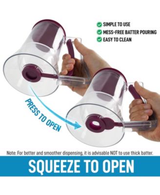4 Cup Pancake Batter Dispenser with Squeeze Handle - Pancake Dispenser for Batter with Measuring Label