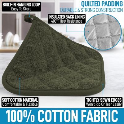 Cotton Pot Holder 7x7 Inch Heat Resistant Quilted Terry Cloth (1 Pack)