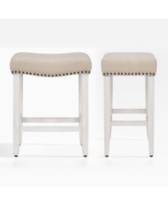 24" Upholstered Saddle Seat Counter Stool (Set of 2)