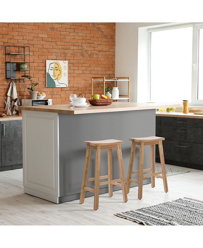 WestinTrends 29" Saddle Seat Solid Wood Kitchen Bar Stool Chair (Set of