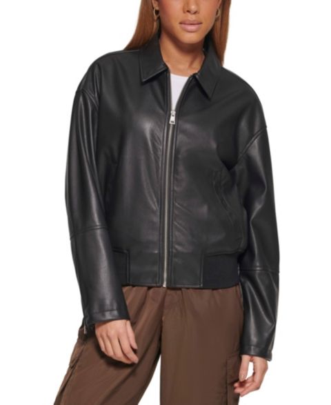 Женские куртки Levi's Women's Faux Leather Lightweight Bomber Jacket