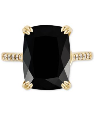 Onyx (7-1/2 ct. t.w.) and Cubic Zirconia Statement Ring in 14k Gold-Plated Sterling Silver