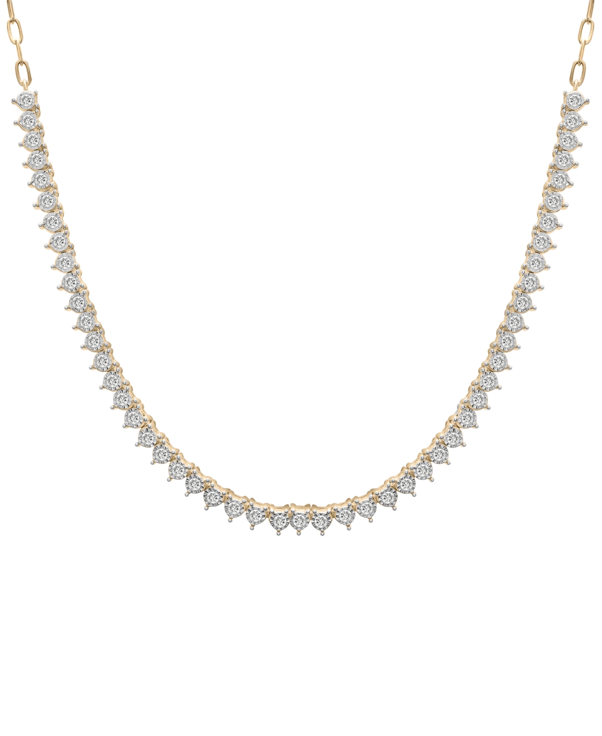 Diamond 16" Collar Necklace (1 ct. t.w.), Created for Macy's - Gold-Plated Sterling Silver