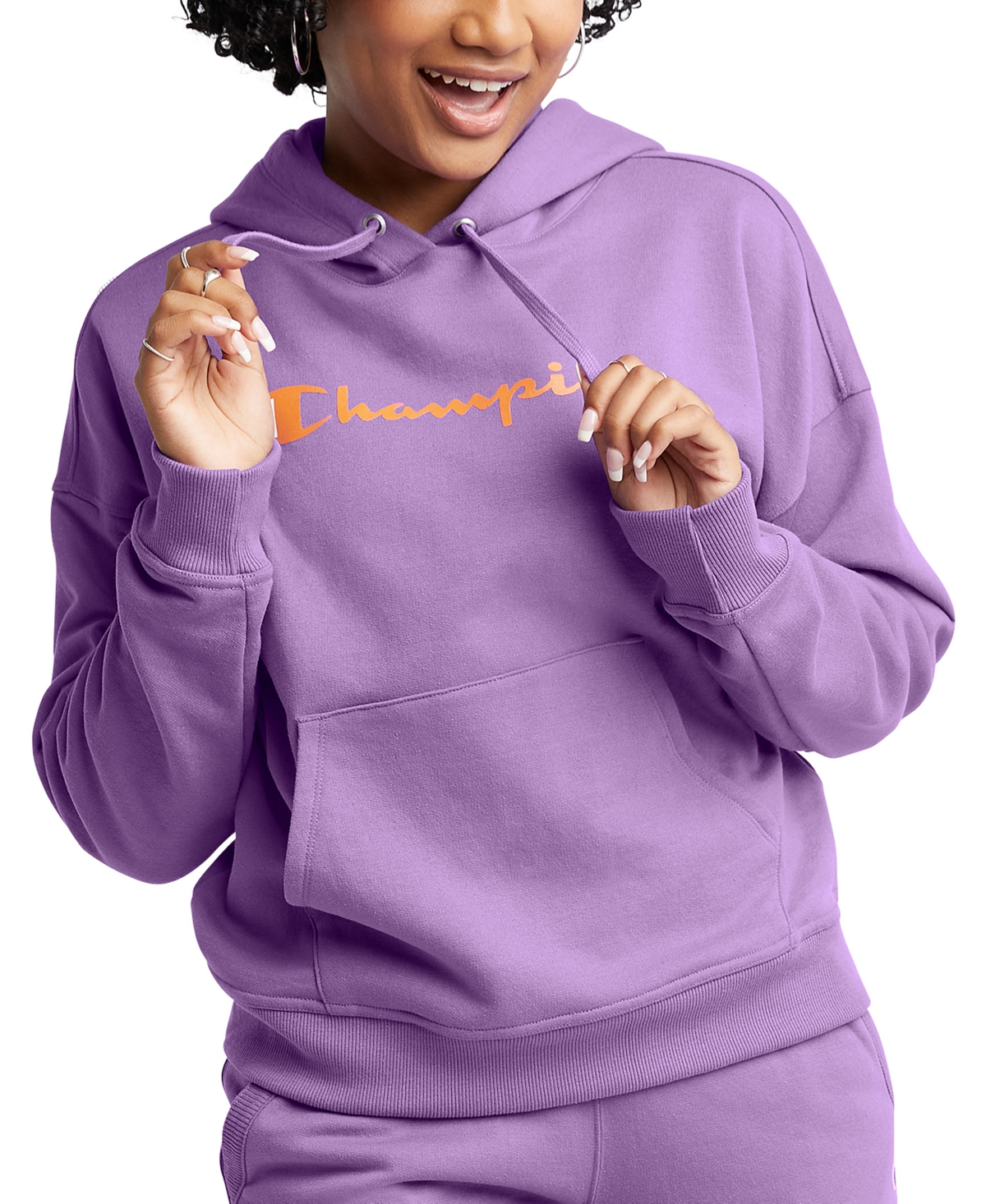 CHAMPION WOMEN'S RELAXED LOGO PRINT HOODIE