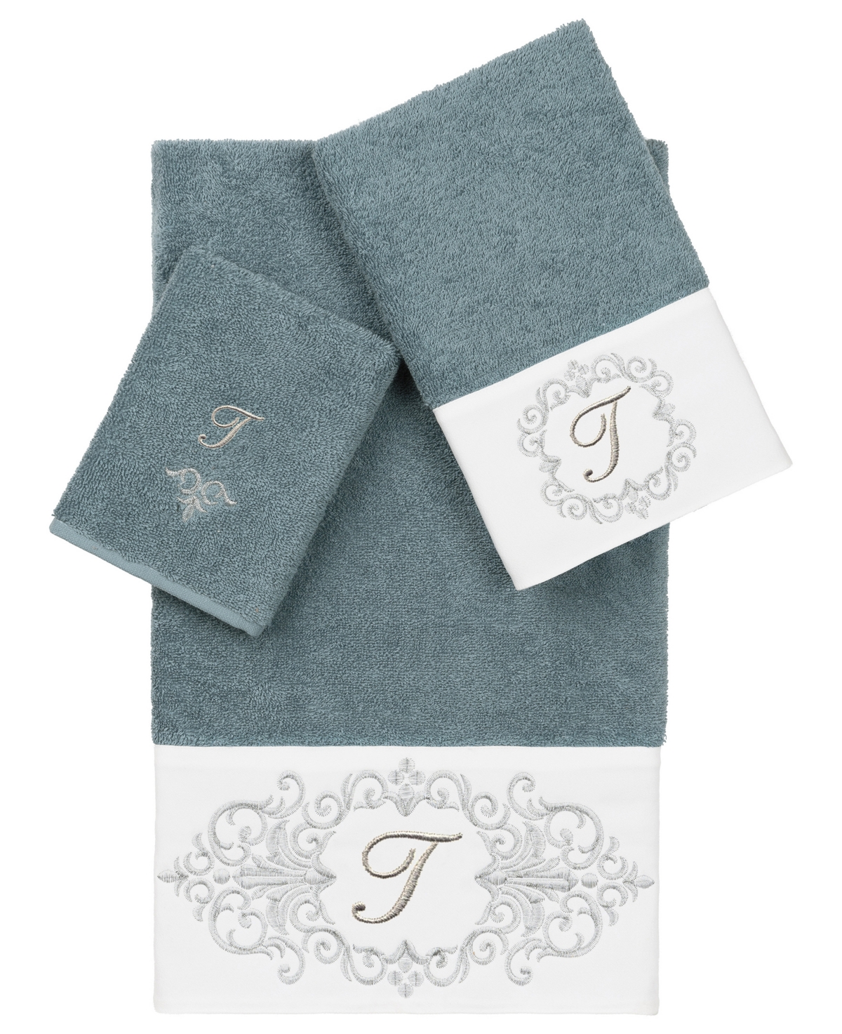 Linum Home Turkish Cotton Monica Embellished Towel 3 Piece Set In Green