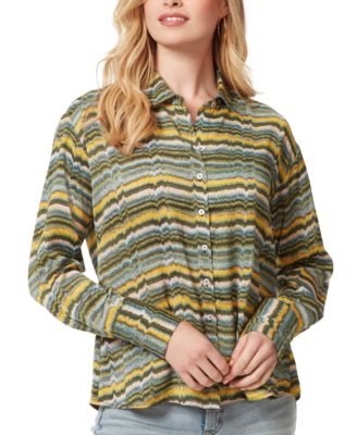 Jessica Simpson - Women's Printed Dropped-Shoulder Long-Sleeve Shirt