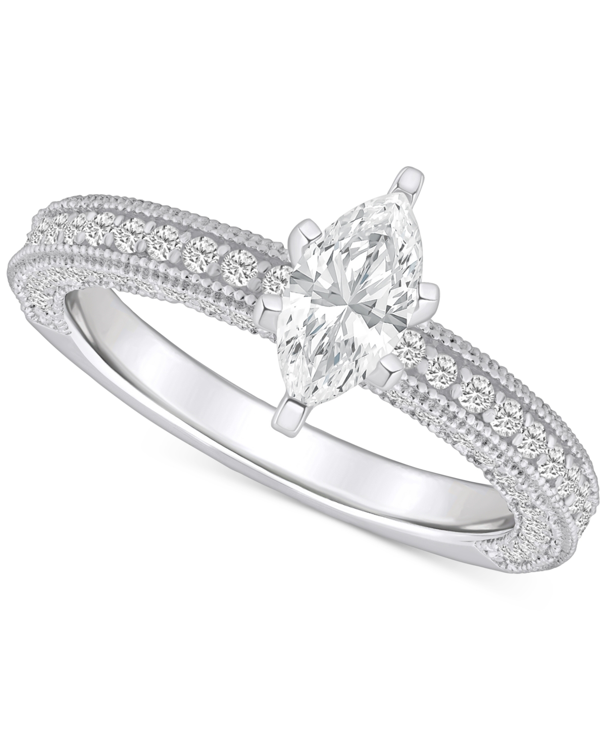Macy's Diamond Marquise Engagement Ring (1-1/5 Ct. T.w.) In 14k Gold In White Gold