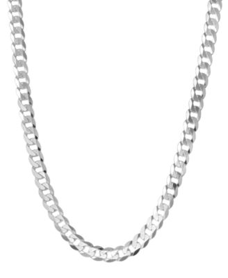 Sterling Silver Diamond Cut Curb Chain Men's Necklace 21 1/2 - 925 Italy
